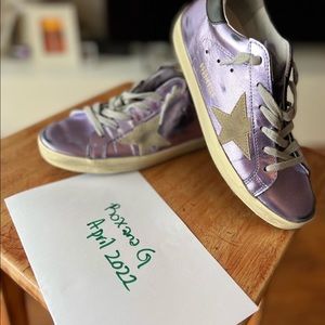 Size 38 metallic purple golden goose super stars